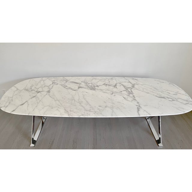 Metal B&b Italia Maxalto Pathos Dining Table by Antonio Citterio in Calacatta Marble and Chrome For Sale - Image 7 of 14