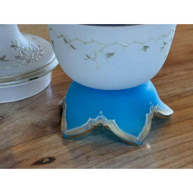 Glass 19th Century French Blue Opaline Dresser Jar With Tulip Finial For Sale - Image 7 of 8