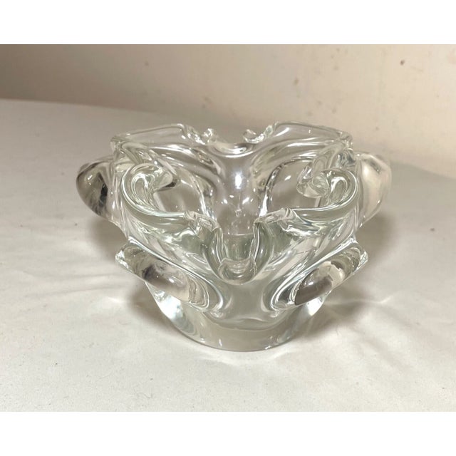 Vintage Blown Murano Venetian Art Glass Cigarette Cigar Clear Ashtray Italian For Sale - Image 10 of 11