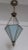 Art Deco Ceiling Lamp with Hexagonal Bluish Tinted Relief Glass Shade, Nickel Mount & Nickel Chain, 1930s For Sale - Image 3 of 7