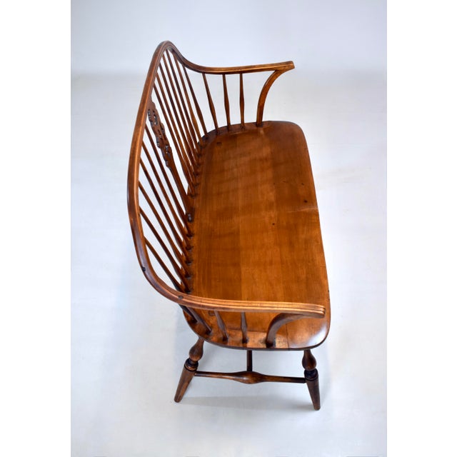 Early 20th C. Windsor Bench Settee For Sale - Image 12 of 14