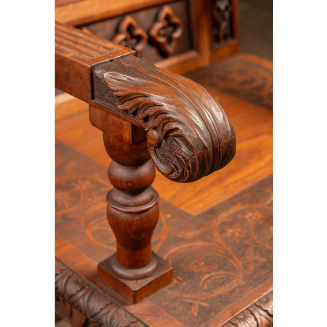 Late 19th-Century Gothic Revival Carved Wood Wainscot Armchair For Sale - Image 9 of 12