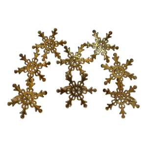 Exquisite Vintage Holiday Brass Snowflake Napkin Rings - Set of 8