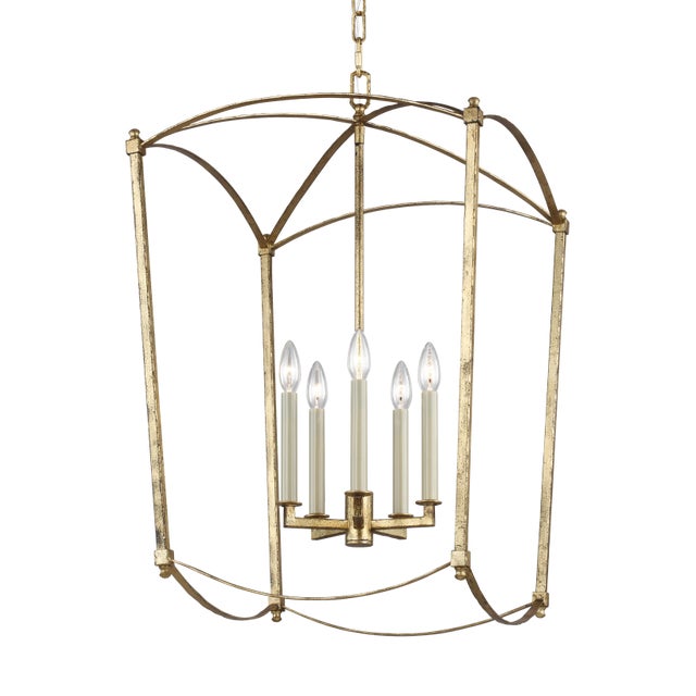 English Sean Lavin by Visual Comfort Studio Thayer Large Lantern, Antique Gild For Sale - Image 3 of 5