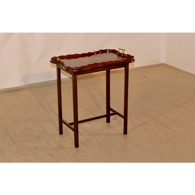 19th Century English Mahogany Inlaid Serving Tray on Stand For Sale - Image 9 of 9