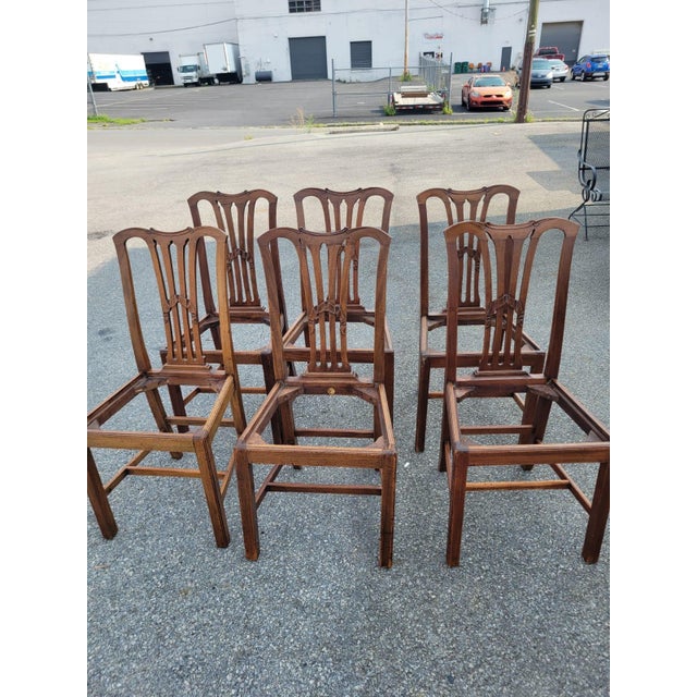 19th Century 19th Century Solid Mahogany, 6 Dining Room Chairs. Chippindale Made in England For Sale - Image 5 of 14