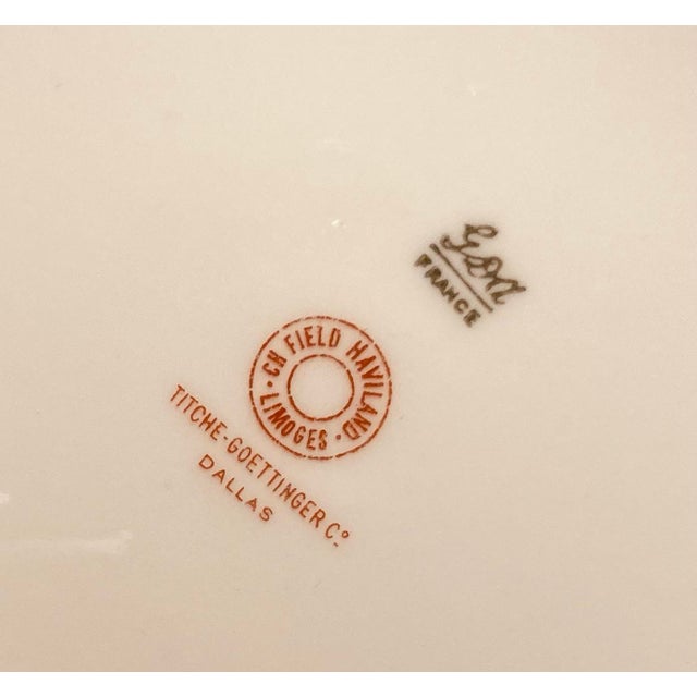 Rare Vintage Large Set of Limoges C. H. Field Havilland Porcelain Dinnerware Set Blanc De Chine With Gold Gilt Triple Borders For Sale - Image 11 of 12