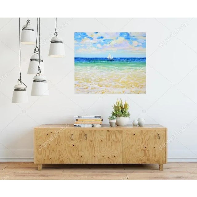 Textile Ocean Expanses.Modern Original Painting. Arts Bound For Sale - Image 7 of 9