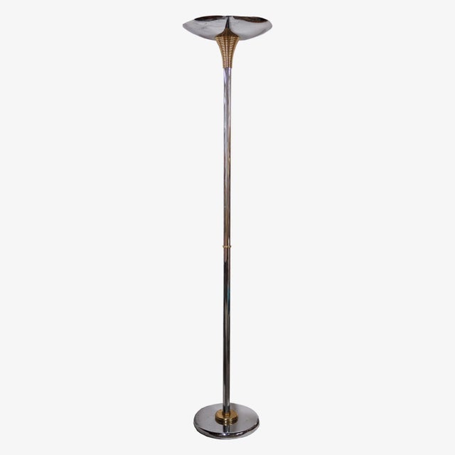 Gold Chromed Metal and Brass Ministerial Floor Lamp from Drummond, 1970s For Sale - Image 8 of 8
