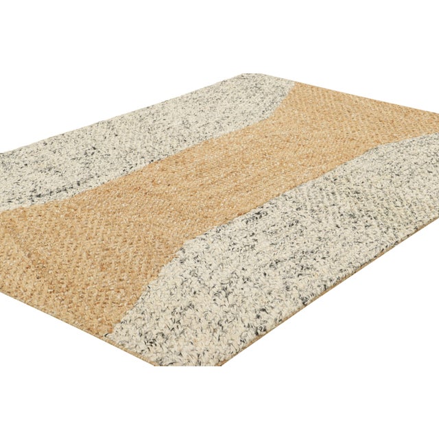 Rug & Kilim Rug & Kilim’s Abstract Flatweave in Beige-Brown and White Geometric Patterns For Sale - Image 4 of 7