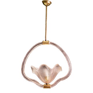 Pink Murano Glass Pendant by Barovier E Toso, 1940s For Sale