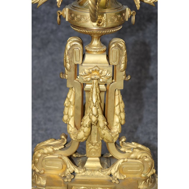 19th C. French Louis XVI Style Ormolu Clock Set by Deniere For Sale - Image 15 of 17