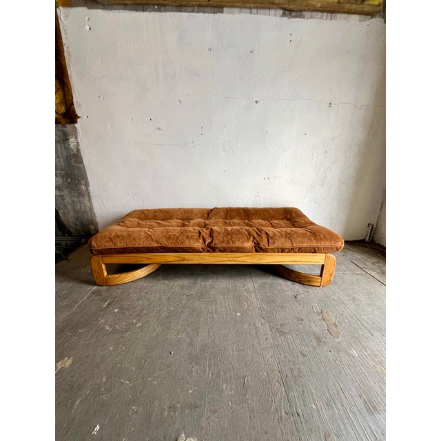 Wood Mid Century Chaise Lounge Day Bed Solid Oak Howard MFG For Sale - Image 7 of 11