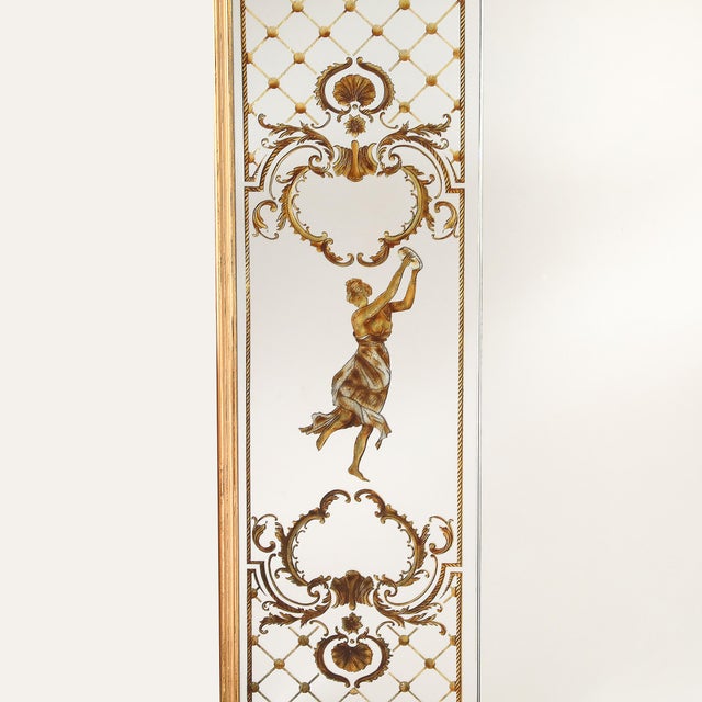 Art Deco Giltwood Wall Mirror With Ornate Eglomise Border & Mythological Motifs For Sale - Image 10 of 12