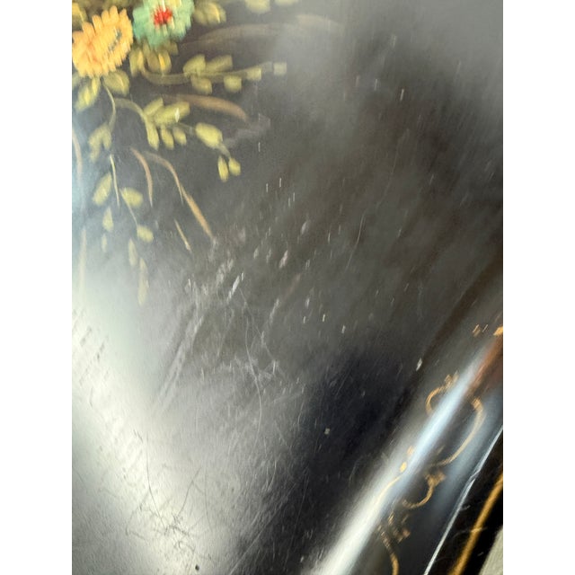 Antique English Regency Floral Painted Tray Table For Sale - Image 9 of 12