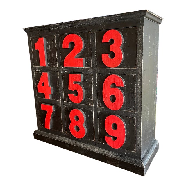 Antique American Numbered Wooden Storage Box For Sale