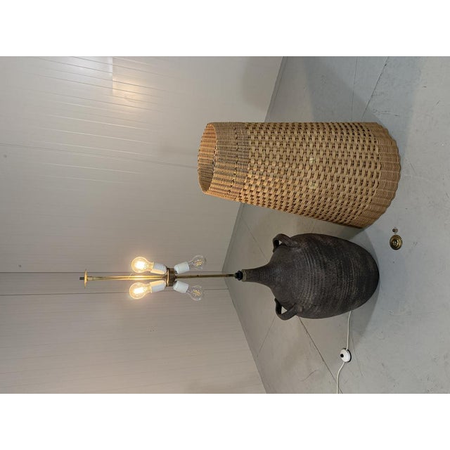 Large Pottery Amphora Floor Lamp with Caned Lamp Shade, 1960s For Sale - Image 15 of 18