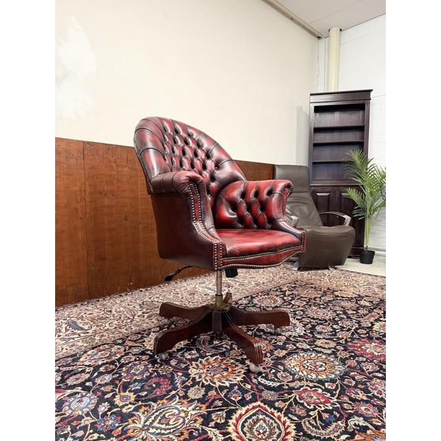 Animal Skin English Springvale Chesterfield Office Chair For Sale - Image 7 of 9