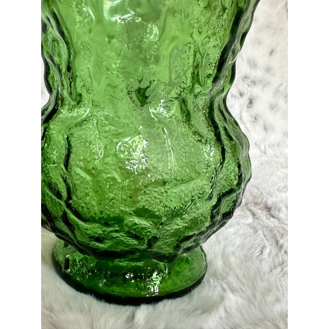 Bright Green Large Vintage Green Glass Bouquet Vase 1970’s For Sale - Image 8 of 12