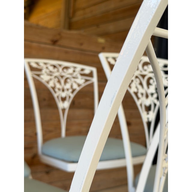 Vintage Woodard Aluminum Swivel Counter Stools With Ivy Leaf Backs – Set of Four For Sale In Naples, FL - Image 6 of 12