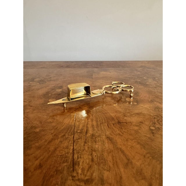 Pair of antique Edwardian brass candle snuffers & tray, having a lovely pair of brass candle snuffers and a wonderful...