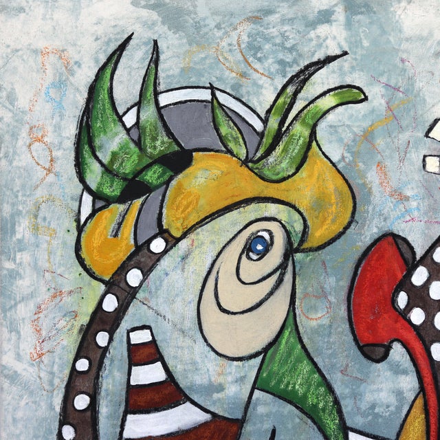 2020s The Big Lebowski - Original Expressive Multicolor Abstract Oil Acrylic and Charcoal Painting on Canvas For Sale - Image 5 of 9