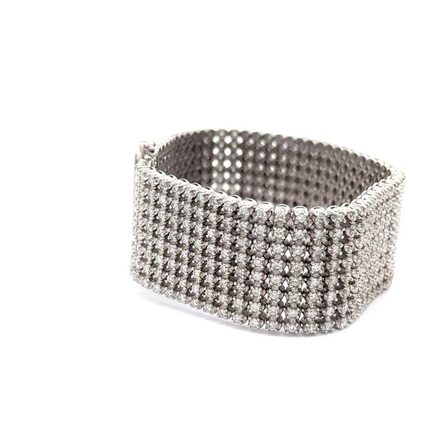 36 Carat Round Diamond 10k White Gold 8-Row Oversized Tennis Bracelet For Sale - Image 9 of 10