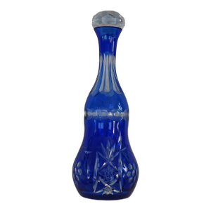Vintage Cobalt Blue Lead Cut Crystal Decanter