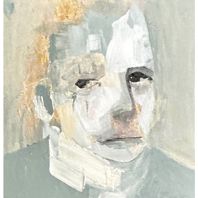 This vintage abstract expressionist portrait in oil on canvas is a compact yet powerful study in mood and gesture. The...