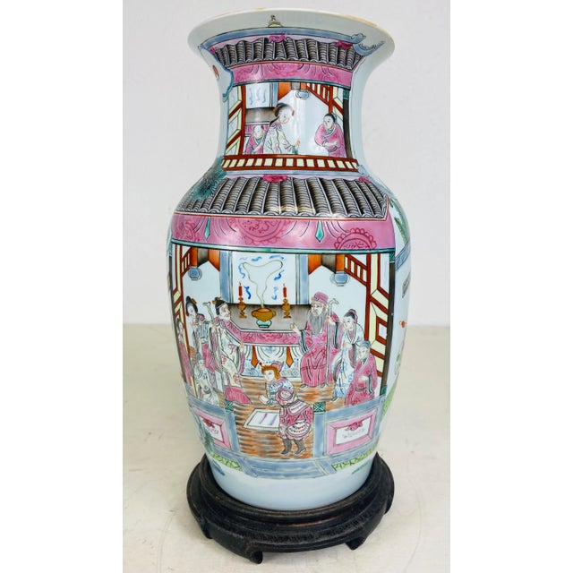 Finely Hand Painted Chinese Export Porcelain Vase For Sale - Image 10 of 11