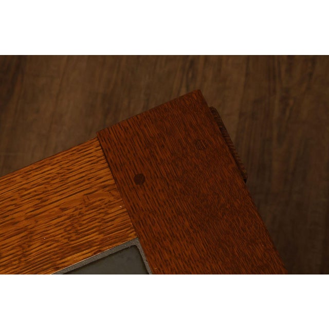 2000 - 2009 Stickley Mission Collection Tile Top Square Oak Coffee Table For Sale - Image 5 of 18