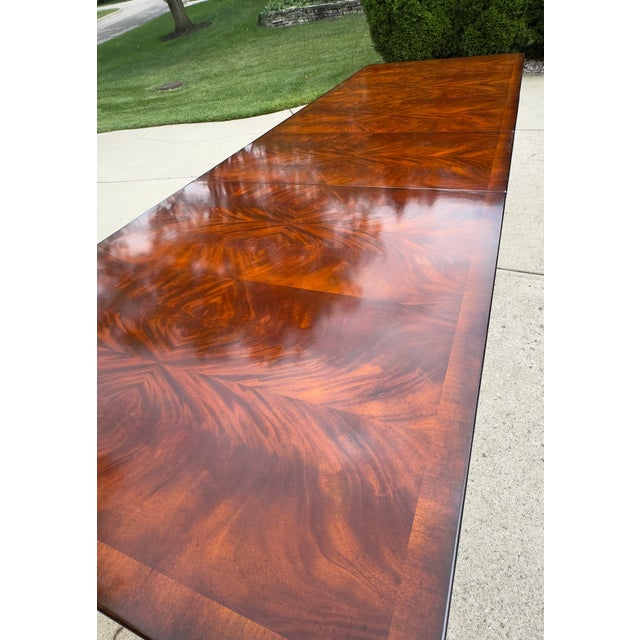 Grand Matchbook Flame Mahogany Pedestal Claw Foot Dining Table For Sale - Image 4 of 11
