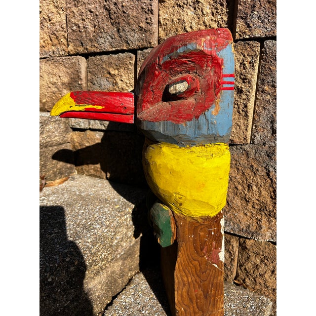 Folk Art 1940s Folk Art Hand Carved Wood Owl Totem Pole For Sale - Image 3 of 12