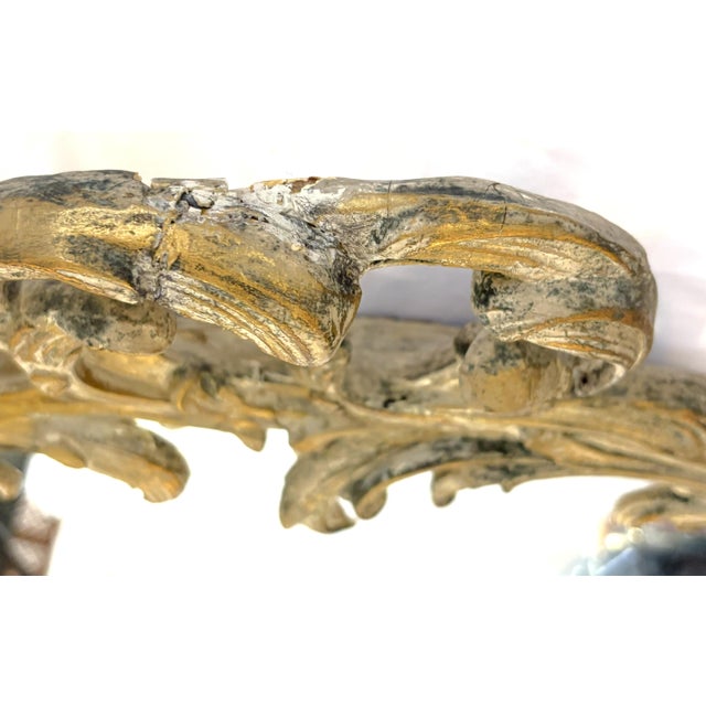 1900's Hollywood Regency Style Wood With Plaster Wall Mirror With Curved Foliate Design For Sale - Image 17 of 18