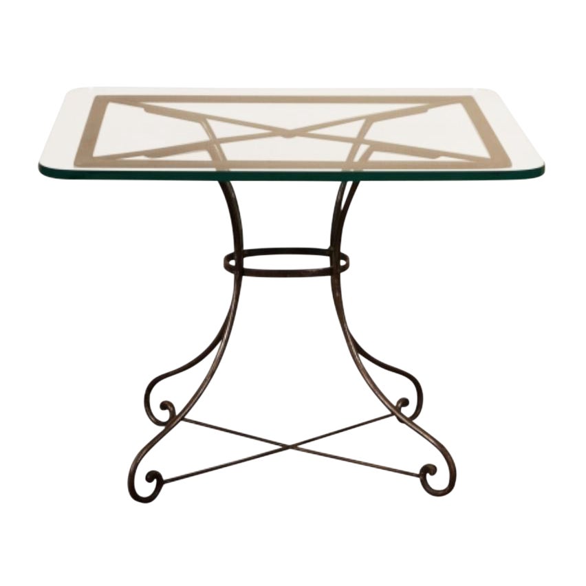 Vintage French Industrial Iron & Glass Bistro Table Chairish
