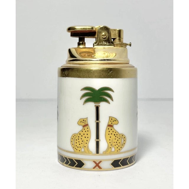 1990s Christian Dior "Casablanca" Porcelain Table Lighter & Round Ashtray Set For Sale - Image 10 of 16