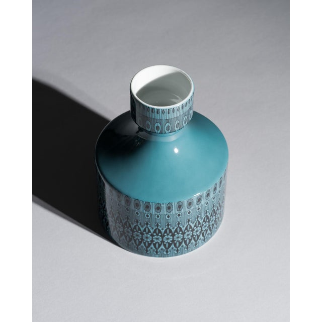 Turquoise Porcelain Vase and Lidded Box Set by Hans Theo Baumann for Rosenthal, 1964, Set of 3 For Sale - Image 15 of 17