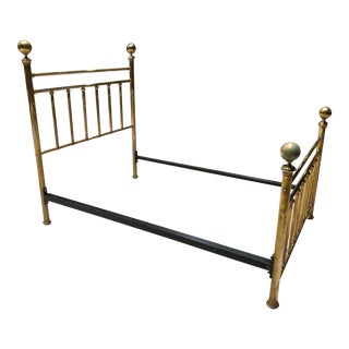Solid Brass Double Bedframe With Large Orb Finals For Sale