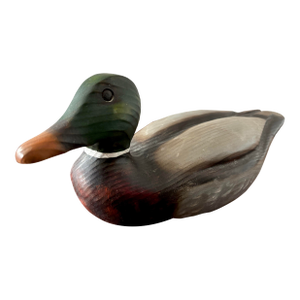 1980s Carved Wood Decoy Duck