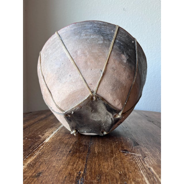 Vintage Tarahumara Raramuri Handmade Pottery 9.5" Height With Rawhide For Sale - Image 10 of 12