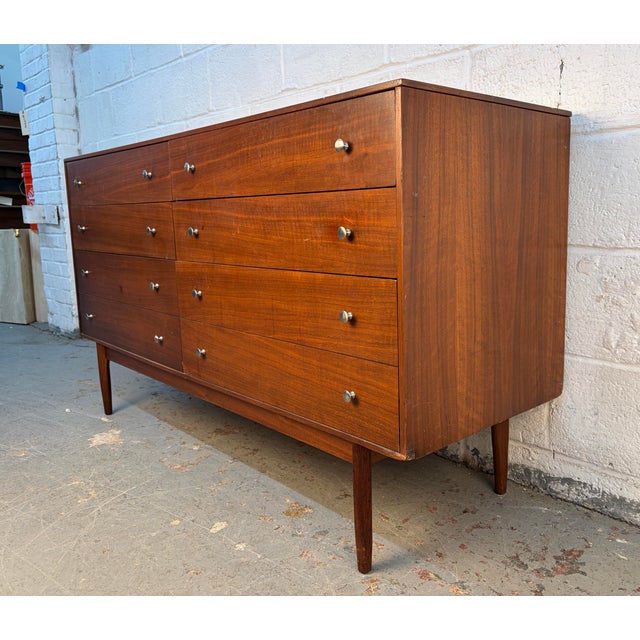 Mid 20th Century Modern Walnut Dresser With Chrome Pulls For Sale - Image 4 of 11