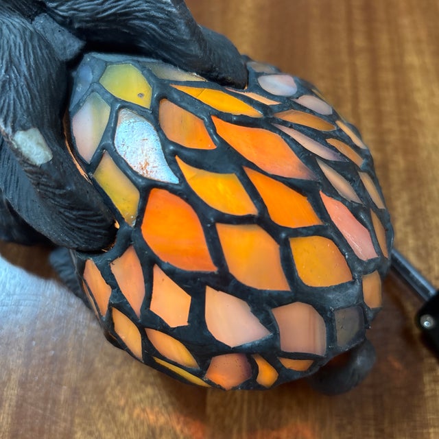 Black 1990s Tiffany Rabbit Stained Glass Lamp For Sale - Image 8 of 9