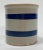 Farmhouse Early 20th Century Blue and Taupe Striped Clay Crock For Sale - Image 3 of 6