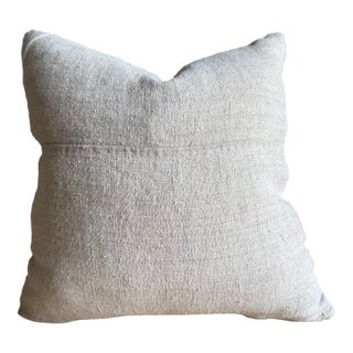 Vintage Grain Cloth Pillow With Original Seam Stitch Includes Down Insert For Sale