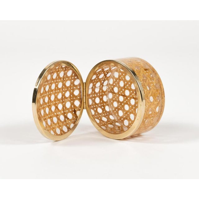 Mid-Century Box in Rattan and Brass from Christian Dior, 1970s For Sale - Image 12 of 14