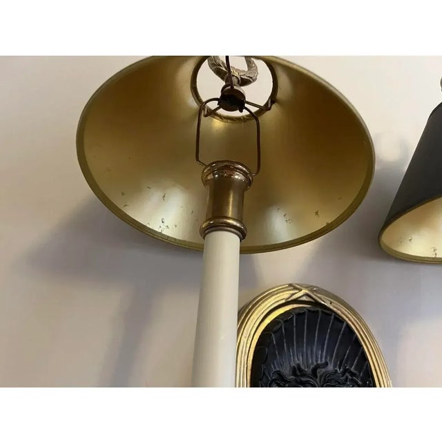 Pair Chapman 1991 Solid Brass Neoclassical Ebony Lions Head Wall Sconces For Sale In Philadelphia - Image 6 of 13