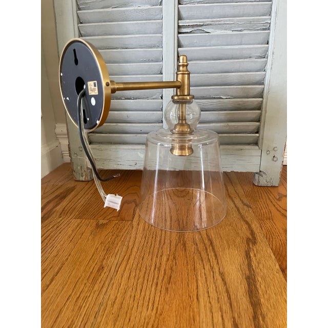 Brass Antiqued Brass and Glass Shade Scones by Barbara Cosgrove For Sale - Image 8 of 11