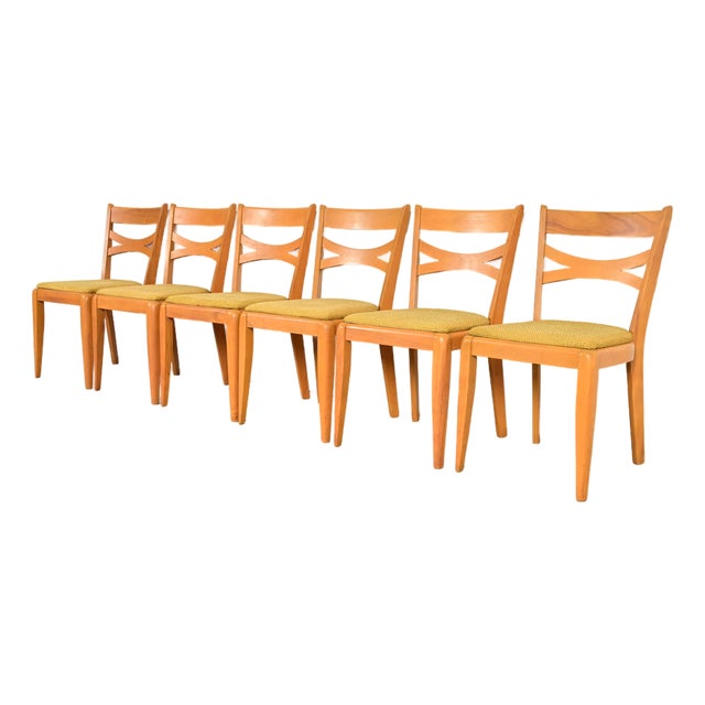 Heywood Wakefield Mid-Century Modern Solid Maple Dining Chairs, Set of Six For Sale