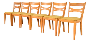 Heywood Wakefield Mid-Century Modern Solid Maple Dining Chairs, Set of Six