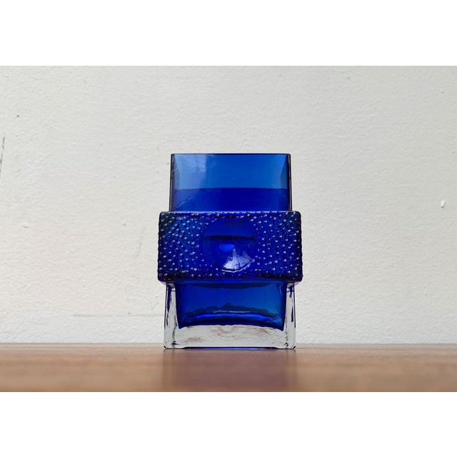 Space Age Glass Block Vase, 1960s, in Very Good conditions. Designed 1960 to 1969